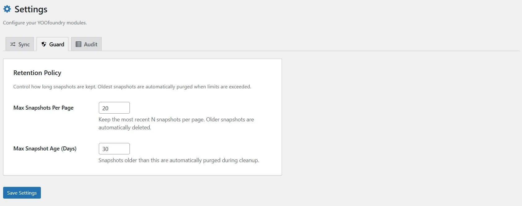 YOOfoundry Guard Settings
